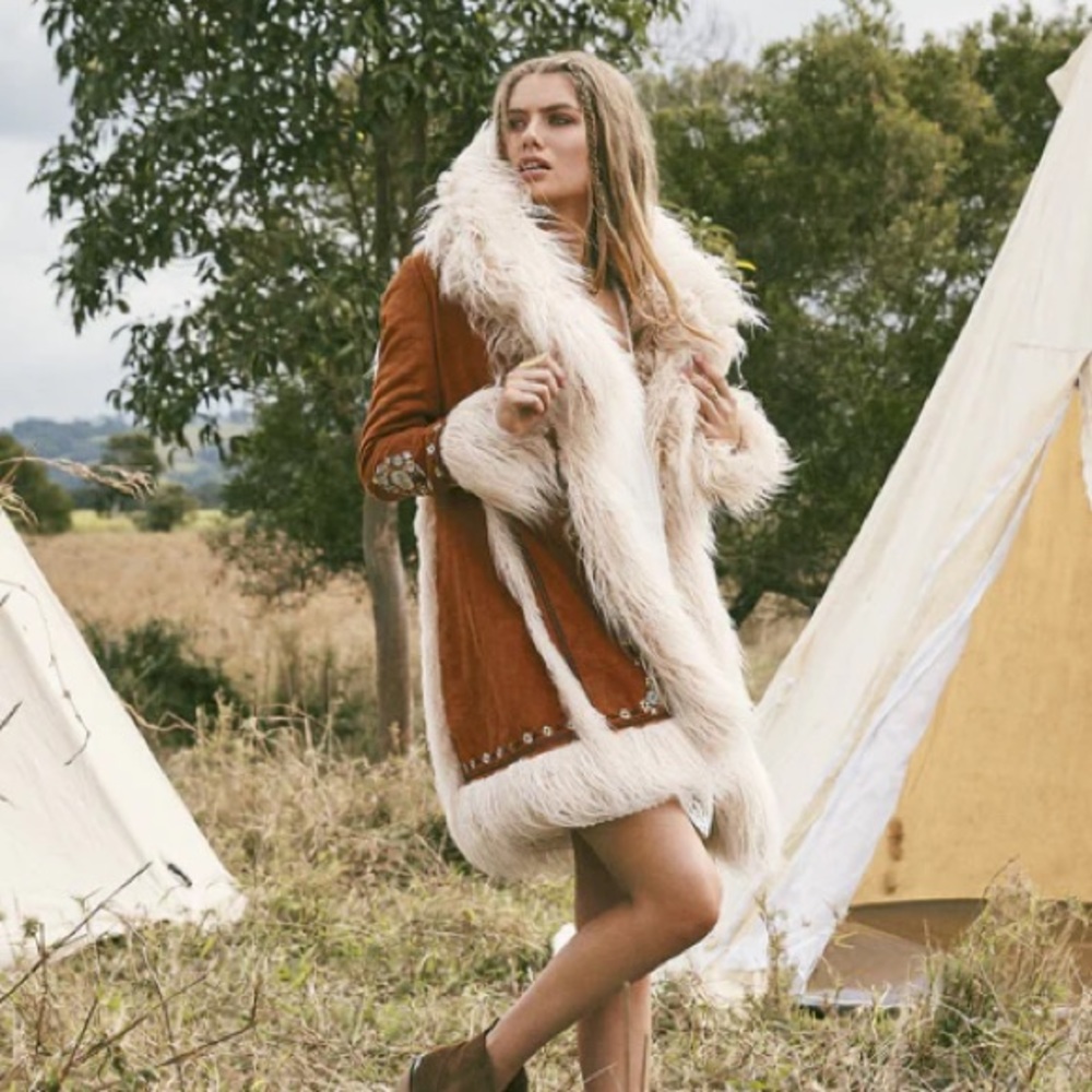 EUC Spell Joplin Jacket in Faux Suede Tan